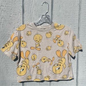 90s/Y2K inspired - Looney Tunes Tweety Bird Baby Tee Crop Top (Size XS)